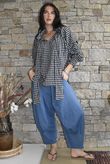 Nonni Gingham Poet Blouse Black Grey